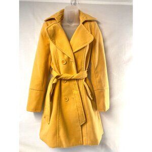 Countess Jacket/Coat Woman's Size SM Mustard Yellow Wrapped Coat Fitted.